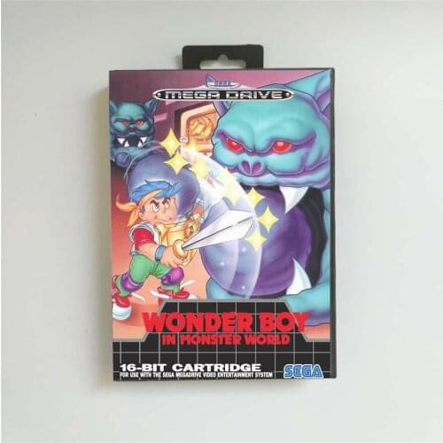 Wonder Boy in Monster World - EUR Cover With Box 16 Bit MD Game Card for Megadrive Genesis Video Game Console