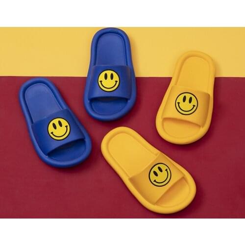 Indoor anti-skid wear-resistant cartoon cute parent-child slippers men and woman smiling face anti-skid shower slipper