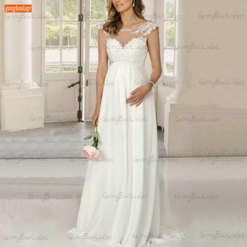 Elegant Pregnant Wedding Gown White A Line Vestido De Noiva 2021 Chiffon Custom Made Bride Dresses Sexy Gravidity Hochzeitskleid