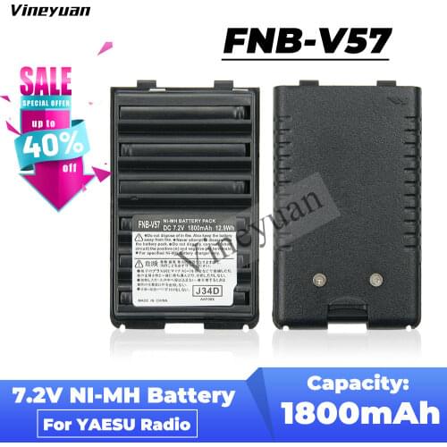 FNB-V57 7.2V 1800mAh Ni-MH Battery Pack Compatible for Yaesu Vertex VX-410 VX-420 VX-417 VX-160 VX-168 VX-428 VX-429 VX-250 Two