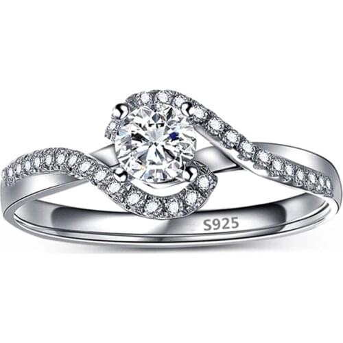 Hainon New Fashion Elegant Engagement Women Wedding Rings Jewelry Round AAA Cubic Zircon Silver Color Ring