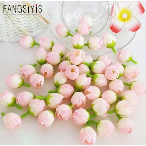 100pcs rayon rose bud wedding party site layout flower wall production supporting materials wrist flower production