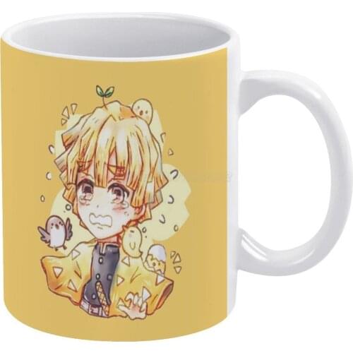 Kimetsu No Yaiba Zenitsu + Lil Chicks White Mug 11oz Ceramic Tea Cup Coffee Mug Friends Birthday Gift Zenitsu Agatsuma Zenitsu K
