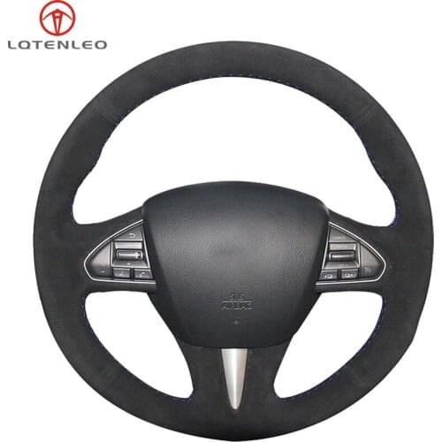 LQTENLEO Black Suede Car Steering Wheel Cover For Infiniti Q50 Q50L 2013 2014 2015 2016 2017 QX50 2015 2016 2017