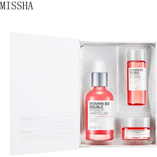MISSHA Vitamin B12 Double Hydrop Ampoule Speacial Set Whitening Essence + Moisturizing Facia Toner + Anti-aging Face Cream