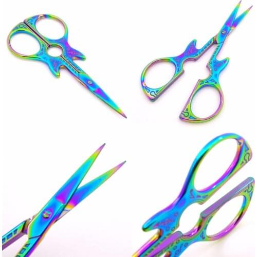 Fashion Retro Gold Cross Stitch Carved Guitar Stainless Steel Scissor Paper Handicraft DIY Fabric Cutter Office Supply Home Tool