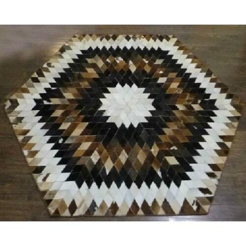 Fashionable art carpet 100% natural genuine cowhide leather bamboo carpet