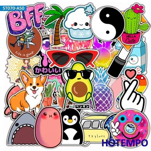 50pcs Fashion Lovely Fresh Style Kawaii Anime Stickers for Children Kids Mobile Phone Laptop Luggage Case Cute Cartoon Stickers