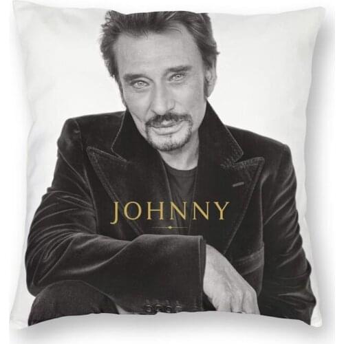 French Rock Johnny Hallyday Throw Pillow Cover Decoration Square France Singer Cushion Cover 45x45cm Pillowcover for Living Room