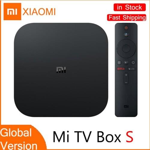 Original Global Version Xiaomi Mi TV Box S 4K Ultra HD Android TV 8.1 HDR 2GB 8GB WiFi Google Cast Netflix Smart Mi Box S Player