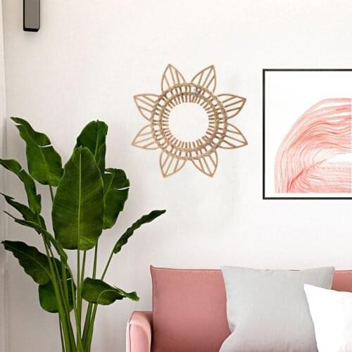 Rattan Frame Hanging Wall Mirror Frame Photo Wall Frames Wood Art Deco Frame Handmade Home Decoration Living Room Bedroo