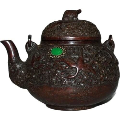 Early collection of brass imitation copper inlaid gem wine pot ornaments No. 2 family ornaments