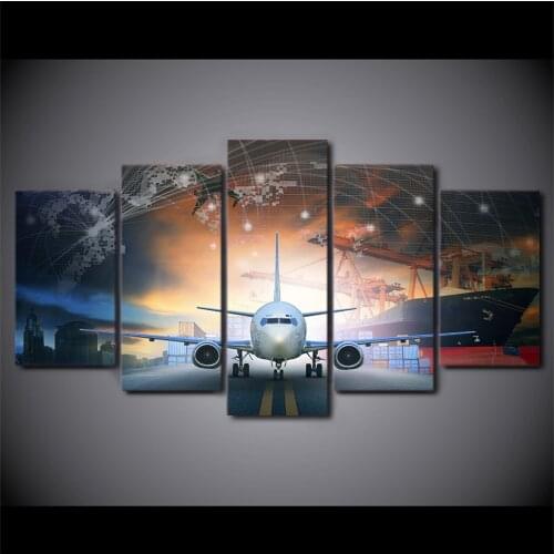 Modern Wall Art Canvas HD Printed Painting Frame Modular Abstract Poster 5 Pieces Plane Aircraft Pictures Home Decorative
