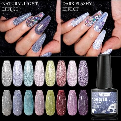 Mtssii Sparkling Auroras Laser Nail Gel 6ml Reflective Glitter Gel Nail Polish Holographics Effect Soak Off UV Gel Top Base Coat
