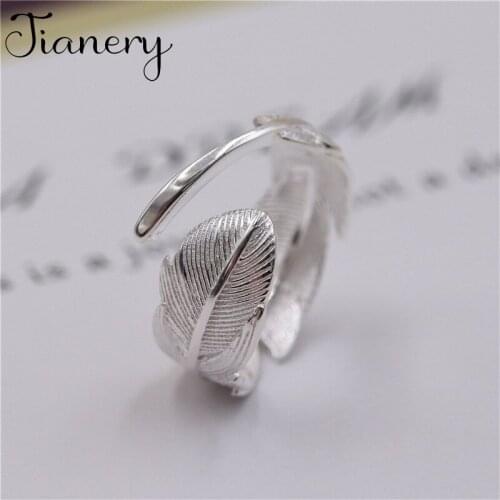 Personality Punk Vintage Feather Rings For Women Men Resizable Size Rings Fashion Trendy Boho Jewelry 2021