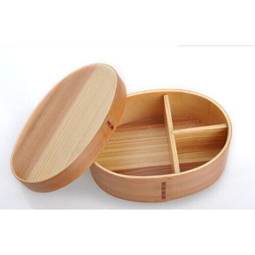 Japanese bento boxes wood lunch box handmade natural wooden sushi box tableware bowl Food Container 2 Colors