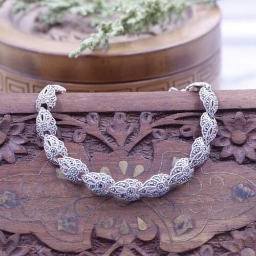 New Limited Ladies S990 Pure Silver Bracelet Classic Thai Silver Bracelets Silver Bangle Charms 18cm
