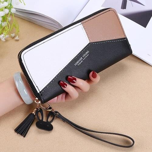 Ladies Clutch Long Wallet for Women Stitching Zipper Wallet Girl Mobile Phone Bag Female Handbags Mini Card Holder cartera mujer