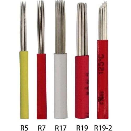 100pcs Microblading Needles Fog Eyeborw Semi Permanent Makeup Blade Shading Round Fog Eyebrow Tattoo Needle for manual pen