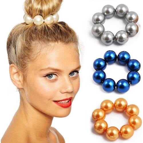 120pcs/lot DIY Simple Multi Handmade Beads Great Pearl Elasticity Hair Bands Rubber Band Hair Styling Tools Accessories HA1005