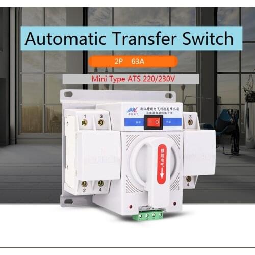 2P 63A 230V MCB type Dual Power Automatic transfer switch ATS