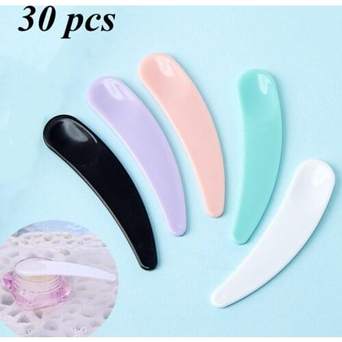 30Pcs Mini Cosmetic Spatula Disposable Curved Scoop Makeup Mask Cream Spoon Eye Cream Stick Make Up Face Beauty Tool Kits