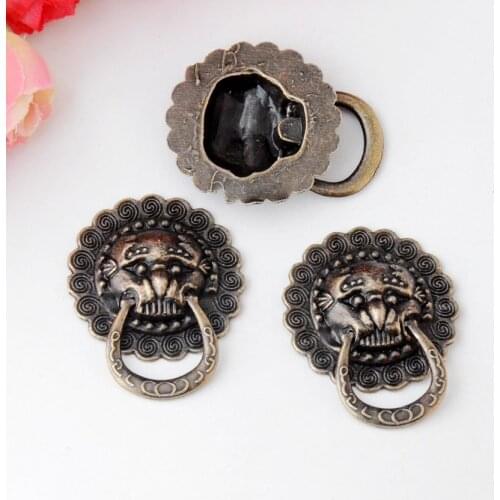 Free Shipping 20PCs Jewelry Wooden Box Pull Handle Dresser Drawer For Cabinet Door Round Antique Bronze Lion Face Carved 23mm