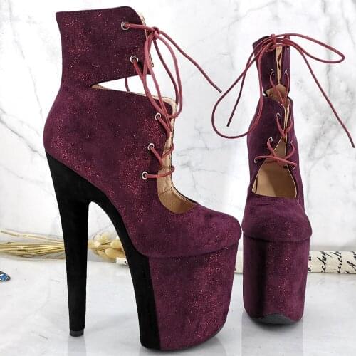 Leecabe 20CM/8inches Pole dancing shoes High Heel platform Boots closed toe Pole Dance boots