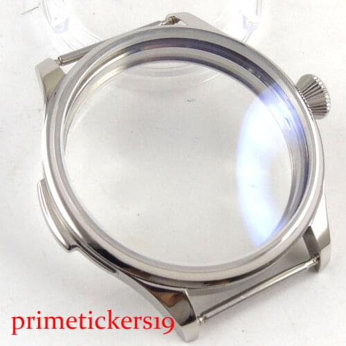 44mm Parnis hot silver plated stainless steel watch case fit 6497 6498 hand winding polished stainless watch case