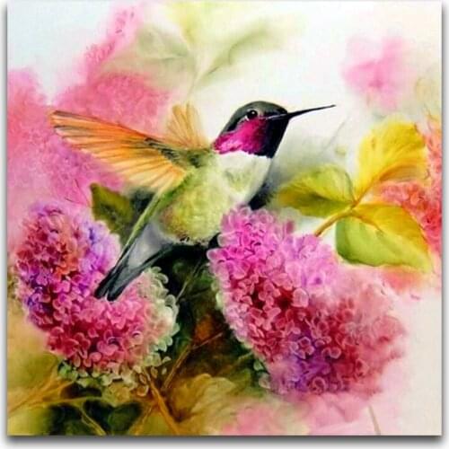 DIY 3D Diamond Mosaic Hummingbird&flowers Full Round Diamond Embroidery Cross Stitch Bird Full Square Diamond Painting Animal
