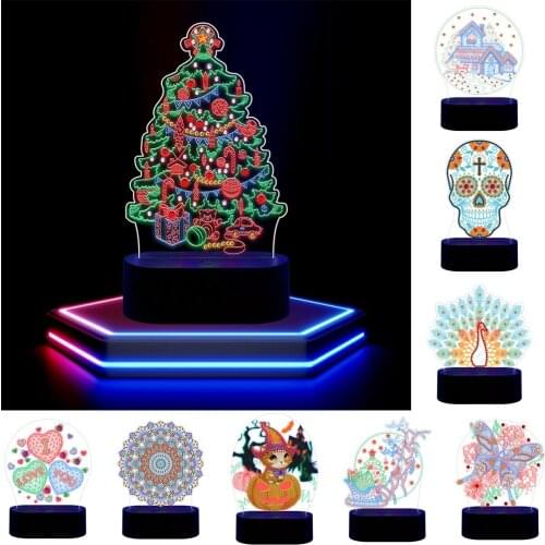 DIY Mosaic 3D Modeling Light Special Shape Diamond Resin Painting Kit Rhinestone Bedside Night Lamp Bedroom Christmas Decor Gift
