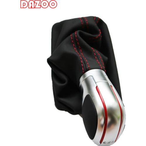 DSG Real Leather Gear Shift knob With Cover Red Line For VW GOLF 7 Car Accessories