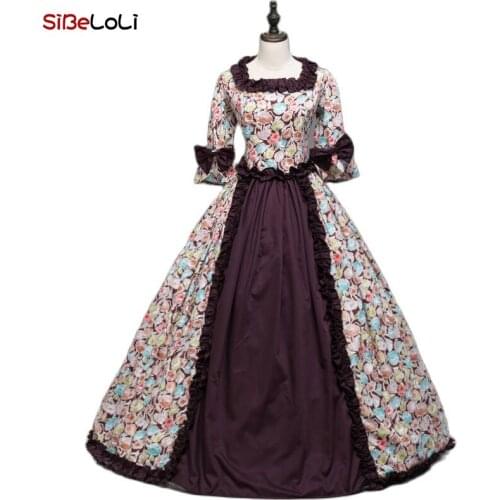 Renaissance Medieval Royal Floral Gothic Victorian Ball Gown Dress Theater Costume