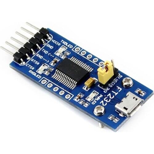 FT232 USB TO UART Solution Module, USB Micro Connector, Supports Mac, Linux, Android, WinCE, Windows 7/8/8.1