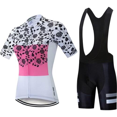 Team Summer Short Sleeve Shirt Cycling Jersey Set Bicycle Clothing Breathable MTB Maillot Ciclismo Women Bike Bib Shorts Set