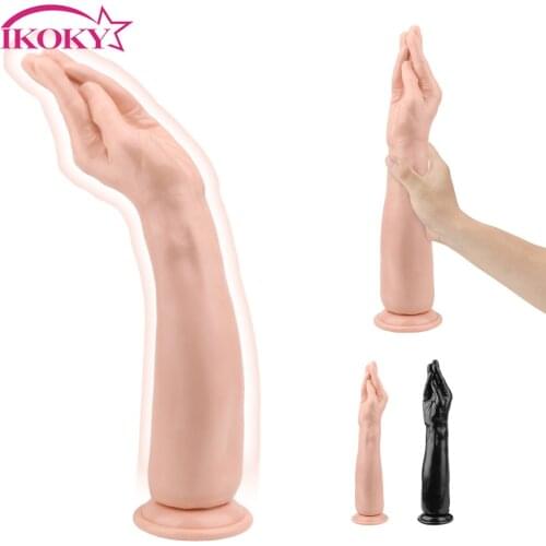 IKOKY Silicone Super Big Anal Plug With Suction Cup Sex Toys For Women Men Gay Dildos Artificial Hand Shape Butt Stuffed