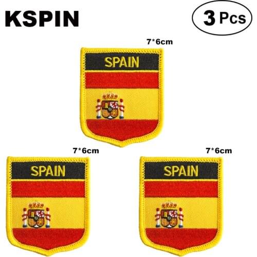 Spain Shiled Shape flag patches national flag patches for Cothing DIY Decoration