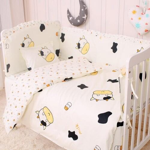 6/9pcs Cow baby bedding set Infant Newborn Baby Bumper baby decoration room Children Bed Fence Cute duvet sheet 120*60/120*70cm