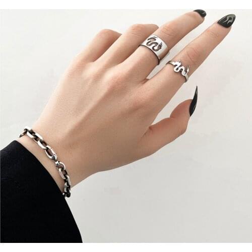 2 Pcs Star Matching Ring Set for Women Aesthetic Emo 2021 Trend Animals Hip Hop Punk Anillos Couple Fashion Jewelry