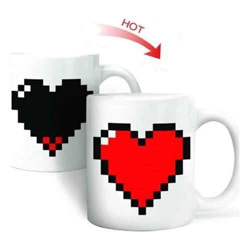 Creative Heart Magic Temperature Changing Cup Color Changing Chameleon Mugs Heat Sensitive Cup Coffee Tea Milk Mug Novelty Gifts