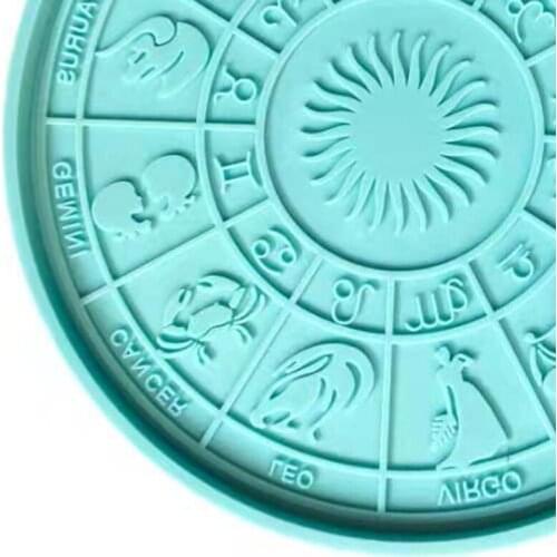 Round Twelve Constellation Divination Tray Epoxy Resin Mold Table Decoration Astrology Board DIY Crafts Silicone Mould