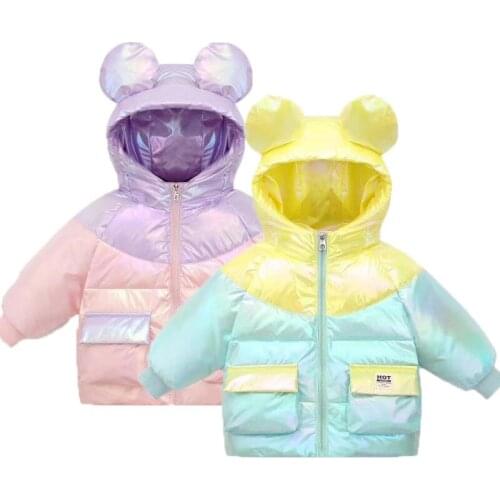 4-10Yrs Children White duck down Outerwear Girl Cold Winter Hooded Coat Girls Down Jacket Cotton Clothes Kids Warm Down Jacket
