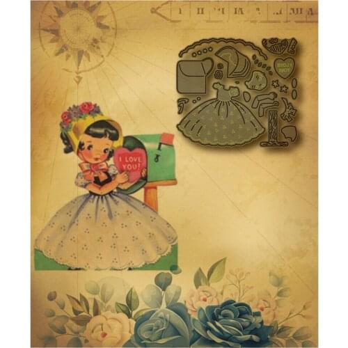 Retro Girl Love Metal Cutting Die Stamp Cutting Die Decoration, Scrapbook, Paper, Craft, Blade, Punch, Die, Die Cutting Die