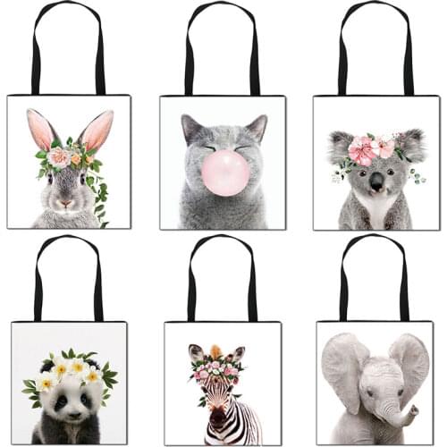 Cute koala/Panda/Zebra Handbag Woman Casual Shopping Elephant Print Shoulder Bag Travel Portable Large Capacity Tote Bag Gift