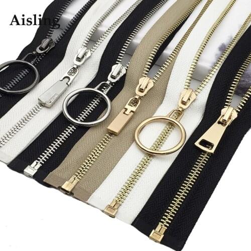 Open End Metal Zippers 45/60/70/80/100CM Gold Silver Black Teeth Zip For Sewing Bags Jacket Skirt Clothing Accessories D626