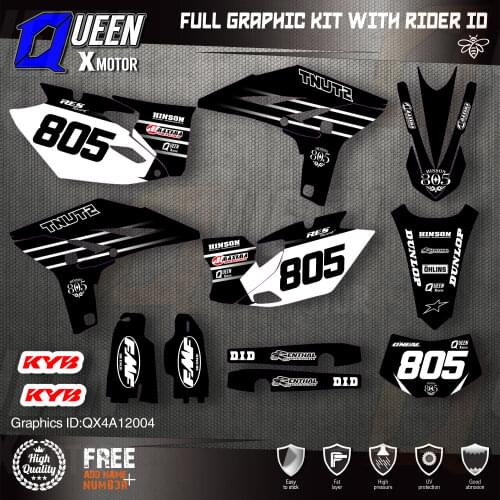 QUEEN X MOTOR Custom Team Graphics Backgrounds Decals 3M Stickers Kit For YAMAHA 2012-2015 WRF450 004