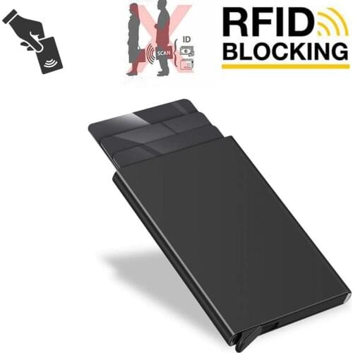 Stainless Steel Credit Card Holder Wallet Women Men Slim Anti RFID Blocking Wallet Case Business Card Protection Cover