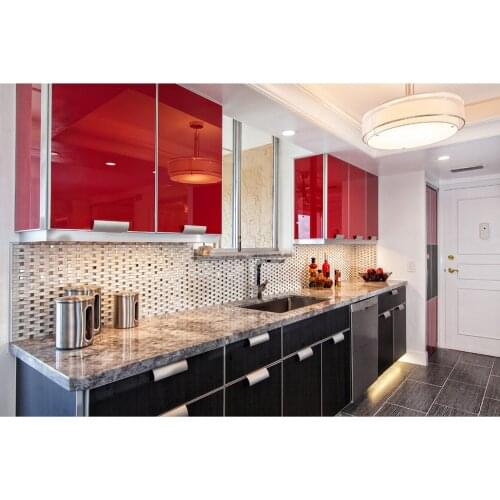 New design high gloss lacquer kitchen cabinets white color modern 2PAC kitchen furnitures L1606083