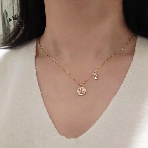 Huge Bud A-Z Letter Initial Pendant Necklace Zircon Alphabet Gold Color Chain Choker Necklace Female Fashion Statement Jewelry