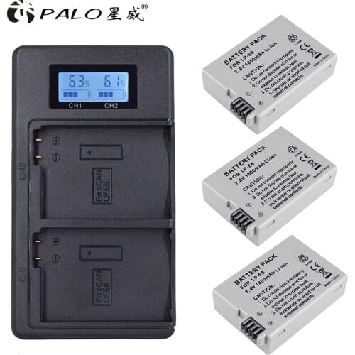 Palo 3pcs LP-E8 LPE8 LP E8 camera Battery rechargeable+LCD Dual Charger for Canon EOS 550D 600D 650D 700D X4 X5 X6i X7i T2i T3i